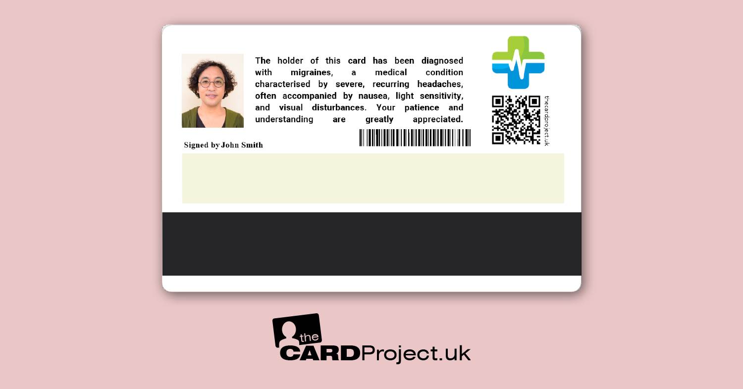 Migraine Premium Photo Medical ID Card (REAR)